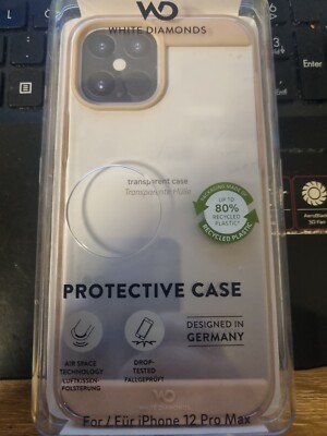 White Diamonds iPhone 12 Pro Max Protective Case, Transparent/Rose, Neu