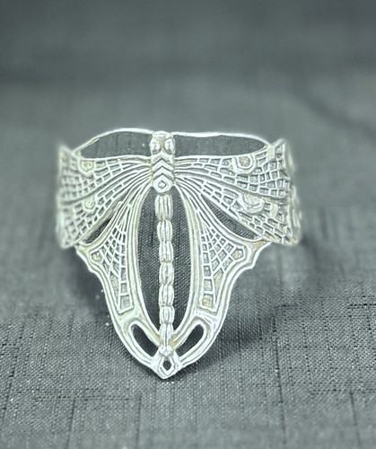 Art Nouveau Dragonfly Sterling Silver Cuff Bracelet. DHBM - Picture 5 of 6
