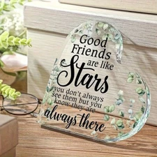 Heart Shaped Acrylic Best Friends Plaque Decoration Always There Friendship Gift