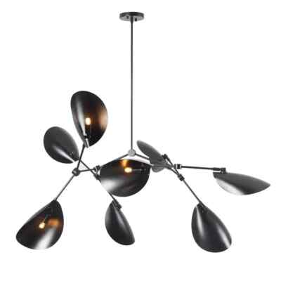8 Curved Arms Matte Black Burch Style Chandelier Fixture Unique Royal Light