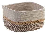 Aufbewahrungskorb Zeitungskorb Handtuchkorb Baumwolle Beige Weiß 20 X 15 Cm