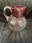 LARGE FENTON ANTIQUE  CRANBERRY TO CLEAR  ELEGANT GLASS  PITCHER CIRCA 1920'S