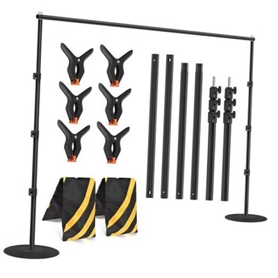 Heavy Duty Backdrop Banner Stand - 5x3ft to 8x10ft Adjustable Telescopic Stand 