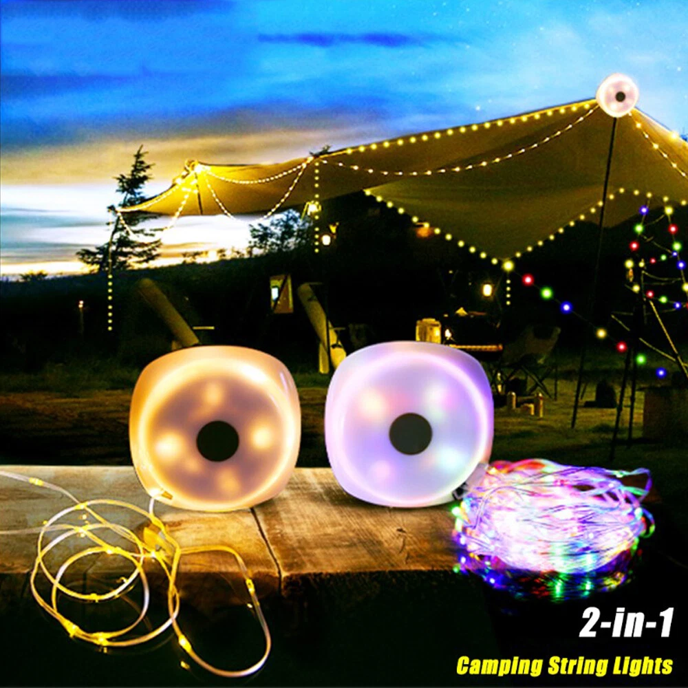 33Ft Camping String Lights Rechargeable Lanterns Flashlights LED Tape Lamp  IP44