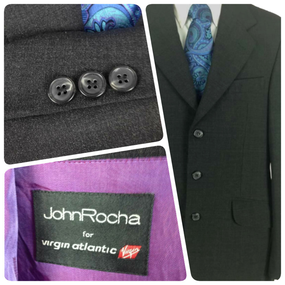 John Rocha Men's Dark Gray Blazer Sport Coat Sz 38S 3 Button Ticket Pocket #0525