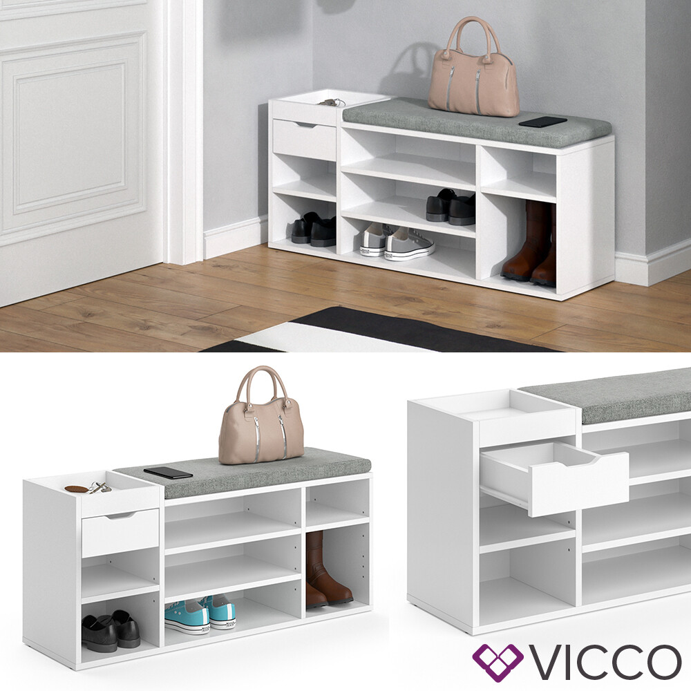 Banc à chaussures Eleon Vicco design scandinave en bois robuste pour dressing moderne
