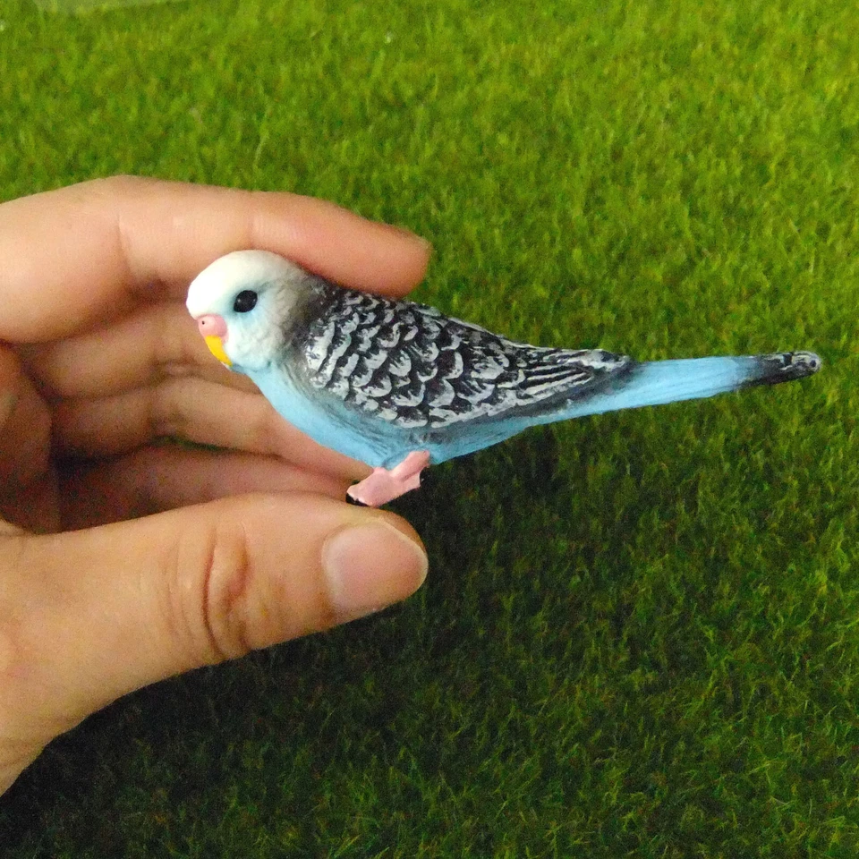 Estatuilla de juguete realista decoración terrario jardín hada pájaro periquito periquito azul Foto 2 de 4