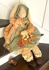 Big vintage primitive Attic Baby Babies bunny doll for Easter by Marty Maschino