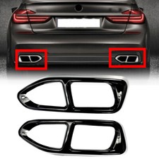 Gloss Black Stainless Exhaust Muffler Tip Cover Fits 16-19 G11 740 For M-sport