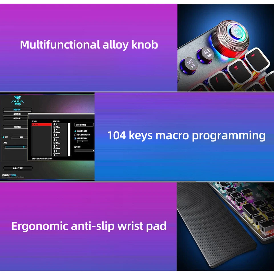 AULA F2088 104 Keys Wired Gaming Mechanical Punk Keyboard Mixed  Z8N7 - Image 3 of 4