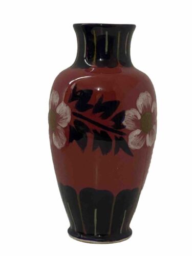 Antique Japanese Awaji Moorcroft Style Art Pottery Vase • Lamp Base 9 5/8” - Picture 1 of 6