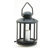 Dollhouse Miniature Black Lantern Light Candle 12 Volt with Plug 1:12 Scale Lamp