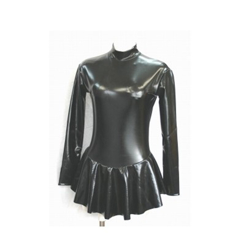 Women Spandex Faux Latex Mini Dress Long Sleeve Shiny Club Party Cosplay  Dance