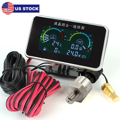 #ad 4 in 1 LCD Digital Car Oil PressureVoltmeterWater Temp MeterFuel Gauge U0I6 $12.68