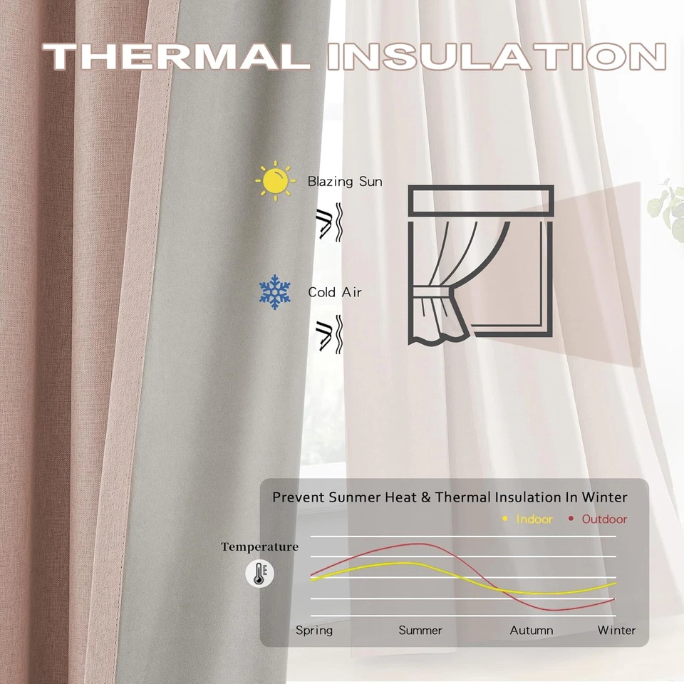 Cortinas opacas plisadas pellizcadas para decoración de dormitorio de niñas rosa polvorienta bebé rosa - R Foto 3 de 4