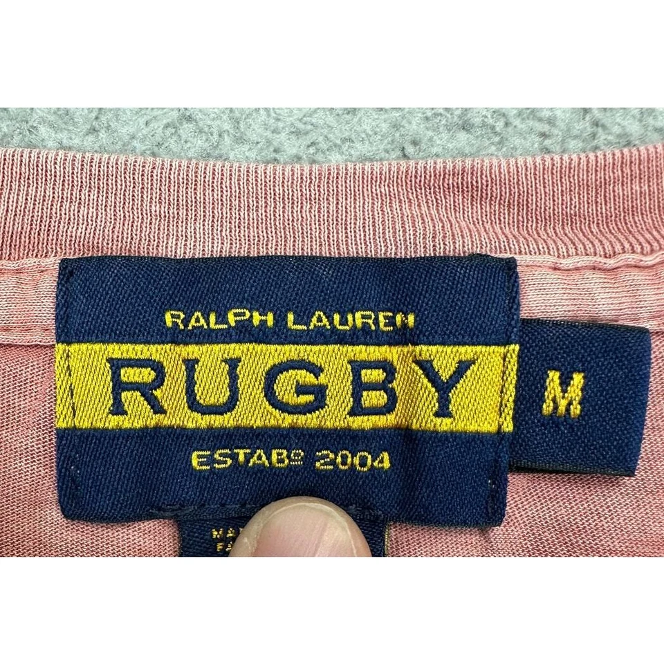Ralph Lauren Camisa Adulto Mediana Rosa Rugby Camiseta Manga Corta Bolsillo Camiseta Para Hombres Foto 4 de 4