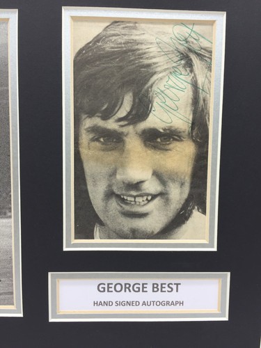 RARA esposizione fotografica firmata George Best Manchester United + COA MAN UTD 1968 FINALE - Foto 3 di 4