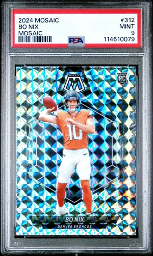 Bo Nix 2024 Panini Mosaic #312 Silver Mosaic RC PSA 9 BRONCOS