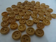 Vtg 2-Hole Wood Round Buttons with Raised Edge Character 13mm Lot of 13 B43-3
