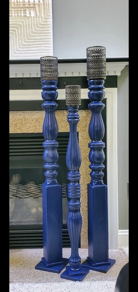 Juego de 3 Candelabros de Piso Alto Interior/Exterior AZUL Foto 2 de 4