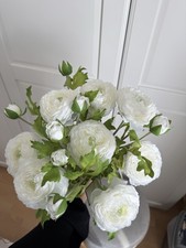 Dunelm Artificial Ranunculus White Flower Stems x8 Brand New