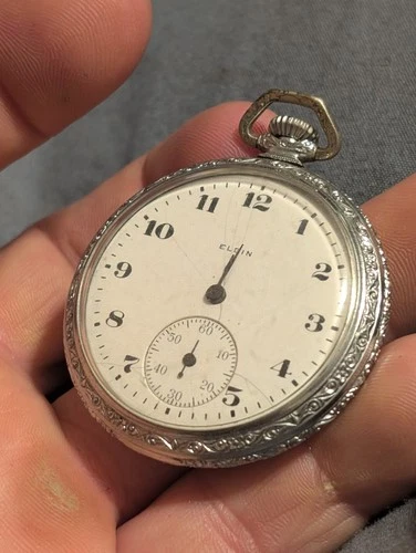 Antique 12 Size Elgin Fancy 7 Jewel Pocket Watch 10 K. G.F. Case USA, Serviced.