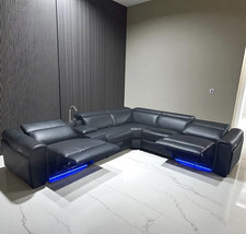 Tannous Leather Electric Recliner Corner Sofa-Modular Sofa/Bluetooth/USB/LED