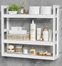 (NEW) 24x21_Domax Bathroom Shelves Storage - 3 Tier Wall Mounted Bamboo Bathroom