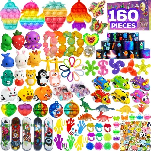 160 Pcs Fidget Toys Party Favors Pack, Randomly Selected Pop Sensory Set Gift...