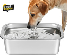1.25 Gallon Stainless Steel Large Dog Water Bowl No Spill Pet Food Dish XL