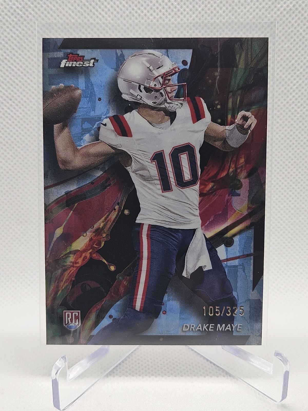 DRAKE MAYE 2024 TOPPS FINEST #62 ROOKIE SKY BLUE REFRACTOR RC 105/325 PATRIOTS
