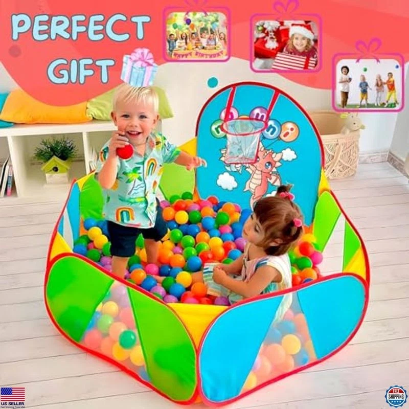 Pozo de bolas para niños de 4 pies - Piscina de juego interior para niños pequeños y bebés con aro y bolsa Foto 3 de 4