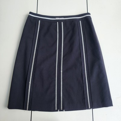 Ann Taylor Womens Petites Skirt Knee Length Back White Stich Pencil Zip 2P