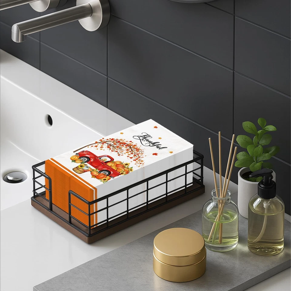 Servilletas para invitados de otoño | 100 piezas servilletas desechables de acción de gracias | Decoración de mesa de otoño Foto 4 de 4