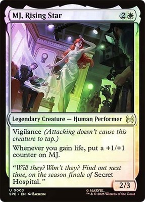 NM Foil MJ, Rising Star, MTG, Marvel's Spider-Man, Magic the Gathering, 3