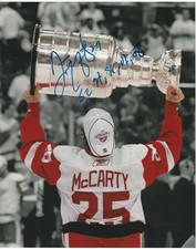 DARREN MCCARTY DETROIT RED WINGS CUP INSCRIBED 8X10 AUTOGRAPHED SIGNED PHOTO COA