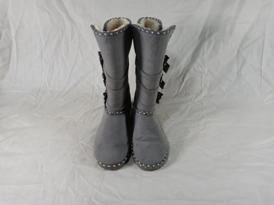 Botas de invierno para mujer 7 JustFab media pantorrilla gris y blanco puntos Foto 2 de 4