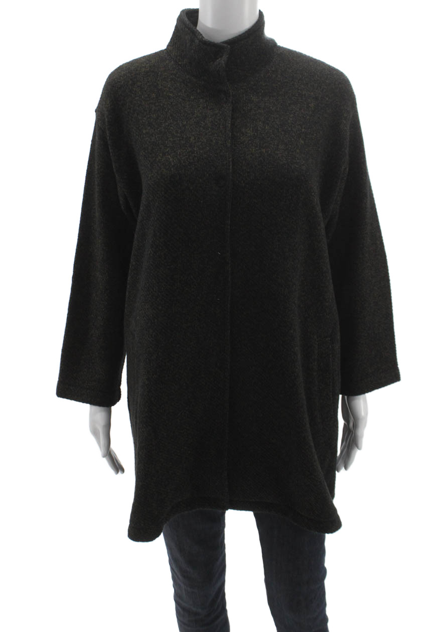 Eileen Fisher Womens Black Cotton Coatigan Mock Neck Petite Size SFree Shipping in US $100+ Orders | $6.95 Orders Below
