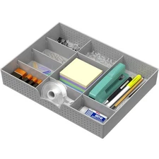 Drawer Organizer Tray with 9 Adjustable Compartments, Gray