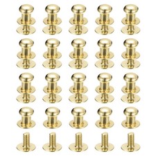 6mm Ball Head Stud Rivets Screw Back, 20Pack Round Head Button, Light Golden