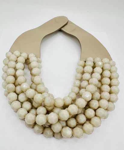 Fairchild Baldwin Lt. Gray Multi-Strand Beaded Leather Necklace Jewelry