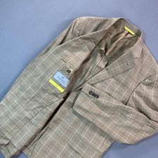 Canali Kei Blazer Mens 56R Brown Windowpane Wool Sport Coat Jacket Made In Italy