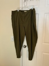 Eileen Fisher Womens Pant Sz 20 Olive Green Organic Cotton Hemp Minimalist Chino