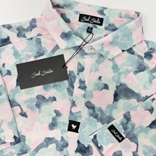 Bad Birdie Core Polo Mens Medium Mirage Oasis Camo Golf Performance Shirt NEW
