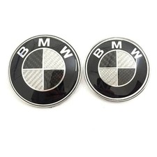 Bmw Carbon Fiber Black White 82mm Front 74mm Rear Emblem Badge Wgrommets E F G