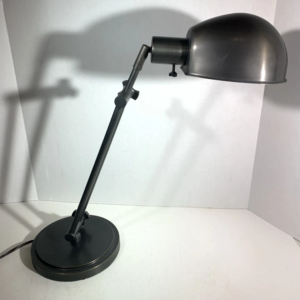 Mid Century Modern Style Bronze Gray Adjustable Arm Pharmacy Desk Table Lamp - Image 2 of 4