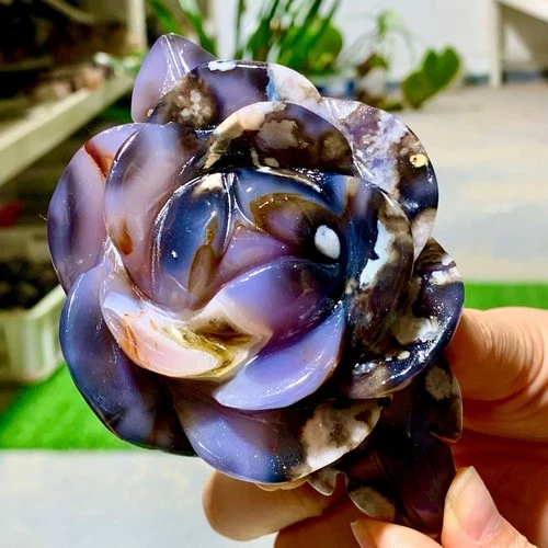 351G Natural Blue Cherry Blossom Agate Crystal flower Quartz specimen Healing