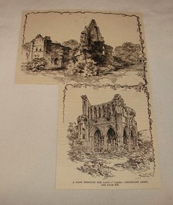 1887 magazine engraving ~ DRYBURGH ABBEY, Scotland