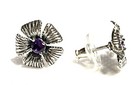 NWOT Or Paz Sterling Silver 925 Amethyst Flower Stud Earrings Made Israel PZ Au — photo 2