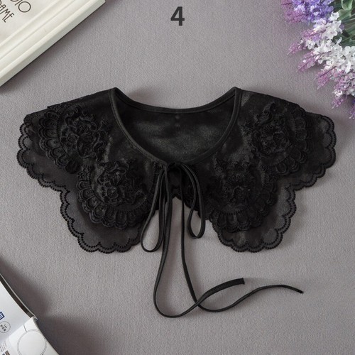 1X Double Organza False Collar Floral Embroidered Faux Neck Applique Patch Decor - Picture 9 of 13